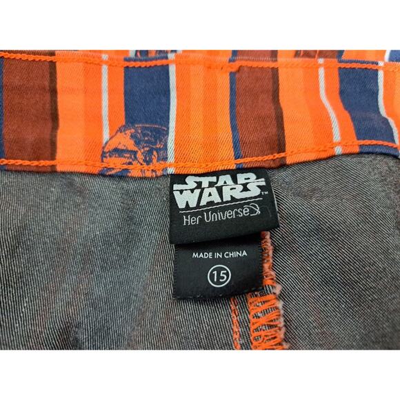 Star Wars Her Universe Juniors 15 Shorts Millennium Falcon Orange Blue Striped - Picture 5 of 5